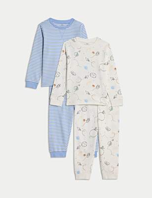2pk Pure Cotton Space Graphic Pyjama Sets (9mths-10 Yrs)
