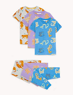 3pk Cotton Rich Animal Pyjama Sets