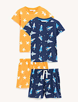 2pk Pure Cotton Space Short Pyjama Sets