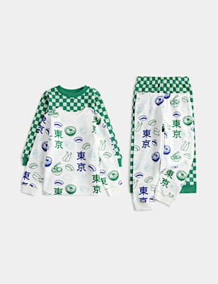 Kids' 2 Pack Waffle Graphic Pyjama Sets (1-8 Yrs)