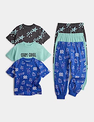 Kids' 3 Pack Stay Cool Graphic Pyjama Sets (1-8 Yrs)