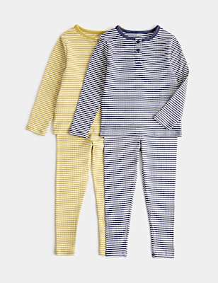 2 Pack Striped Ribbed Pyjama Sets (9 Mths - 8 Yrs)
