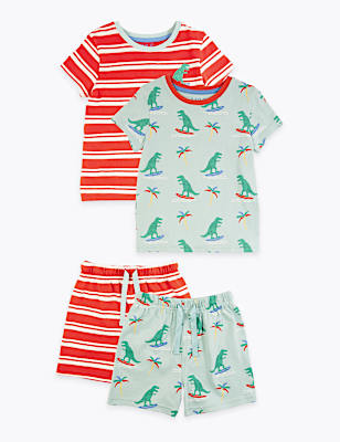 2 Pack Cotton Dino Short Pyjama Sets (1-7 Yrs)