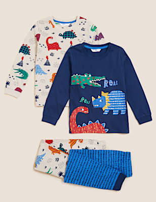 2pk Pure Cotton Dinosaur Pyjama Set (1-7 Yrs)