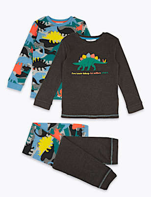 2 Pack Cotton Rich Dinosaur Pyjama Sets (1-7 Yrs)