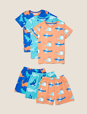 3pk Pure Cotton Short Pyjama Set (1-7 Yrs)