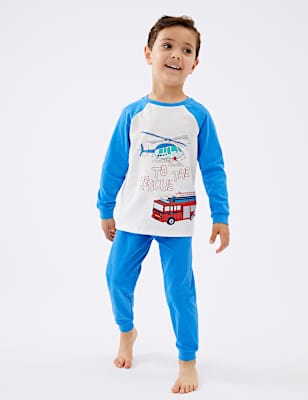 2 Pack Pure Cotton Transport Pyjama Sets (1-7 Yrs)