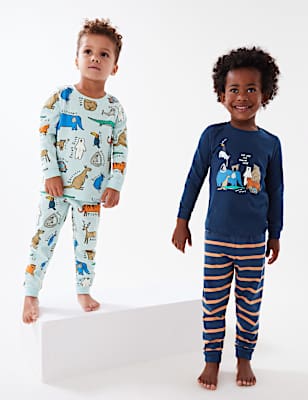 2pk Pure Cotton Animal Pyjama Sets (1-7 Yrs)