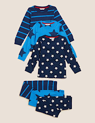 3pk Pure Cotton Printed Pyjama Sets (12 Mths - 7 Yrs)