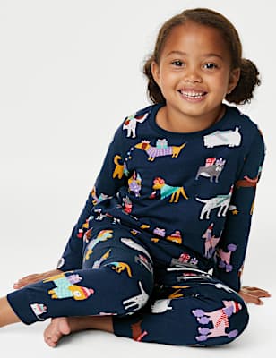 Pure Cotton Christmas Dog Pyjamas (1-8 Yrs)