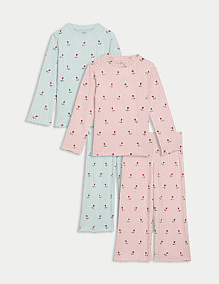 2pk Cosy Rib Ditsy Floral Pyjama Sets (1-8 Yrs)