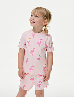 Cotton Rich Flamingo Rib Pyjamas (1-8 Yrs)