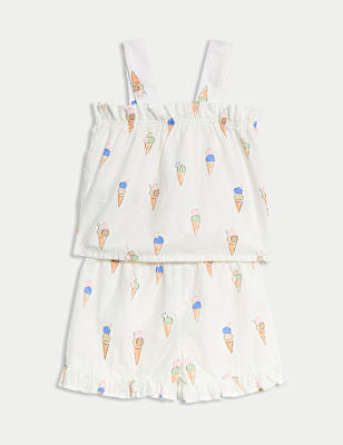 Pure Cotton Ice Cream Print Pyjamas (1-8 Yrs)