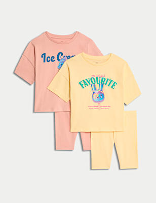 2pk Cotton Rich Printed Pyjama Sets (1-8 Yrs)