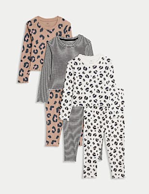 3pk Cotton Rich Animal Print Pyjama Sets (12 Mths-8 Yrs)