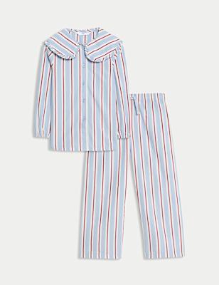 Pure Cotton Striped Revere Pyjamas (1-8 Yrs)