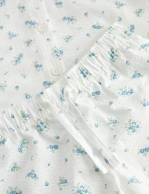 Pure Cotton Ditsy Floral Seersucker Pyjamas (1-8 Yrs)