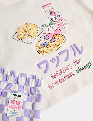 Pure Cotton Waffle Graphic Pyjamas (1-8 Yrs)