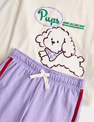 Pure Cotton Puppy Print Pyjamas (12 Mths - 8 Yrs)