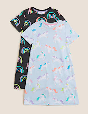 Printed Round Neck Night Dress