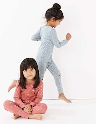 2 Pack Cotton Cat Print Pyjama Sets (1-7 Years)