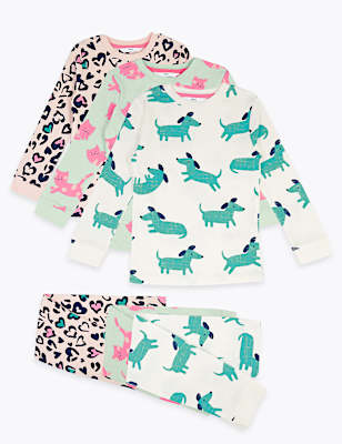 3 Pack Cotton Animal Pyjama Sets (1-7 Yrs)