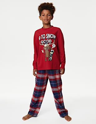Pure Cotton Up to Snow Good Checked Pyjamas (6-16 Yrs)