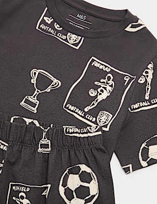 Pure Cotton Football Print Short Pyjamas (1-16 Yrs)
