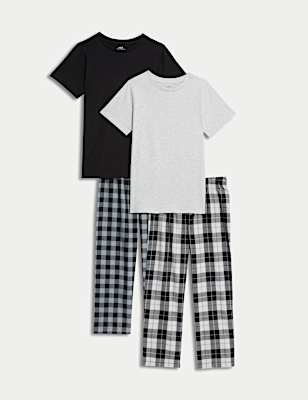 2 Pack Pure Cotton Checked Pyjama Sets (3-16 Yrs)