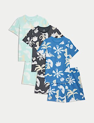 3pk Pure Cotton Printed Short Pyjama Sets (1-16 Yrs)