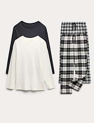 2pk Pure Cotton Checked Pyjama Sets (6-16 Yrs)