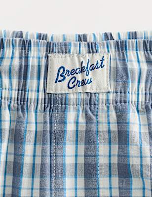 Pure Cotton Checked Pyjama Shorts (6-16 Yrs)