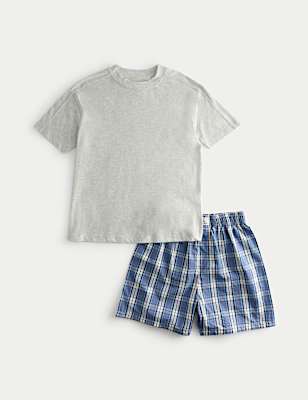 Pure Cotton Checked Short Pyjamas (6-16 Yrs)