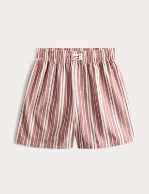 Pure Cotton Striped Pyjama Shorts (6-16 Yrs)