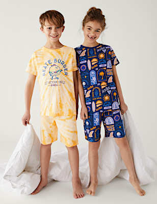 2pk Pure Cotton Skateboard Pyjama Sets