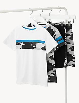 2pk Cotton Rich Camouflage Short Pyjama Set