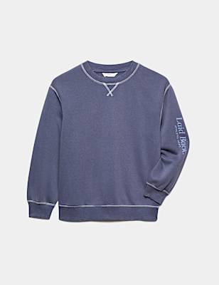 Cotton Rich Acid Wash Crew Neck Pyjama Top (6-16 Yrs)