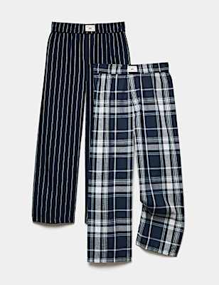 2 Pack Pure Cotton Woven Pyjama Bottoms (6-16 Yrs)