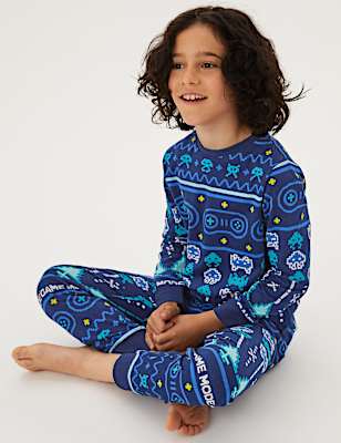 Pure Cotton Fair Isle Gaming Pyjamas (6-16 Yrs)