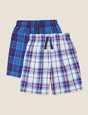 2pk Pure Cotton Check Pyjama Shorts (6-16 Yrs)