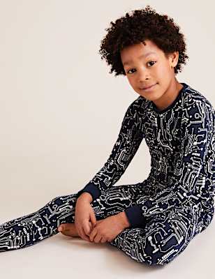 Cotton Electric Patterned Pyjama Set (7-16 Yrs)