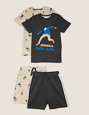 2pk Pure Cotton Skateboard Pyjama Sets