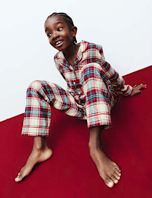 Pure Cotton Family Christmas Checked Pyjamas (1-16 Yrs)