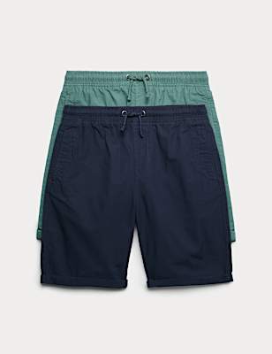 2 Pack Pure Cotton Ripstop Shorts (6-16 Yrs)