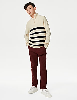 Cotton Rich Striped Half Zip Jumper (6-16 Yrs)
