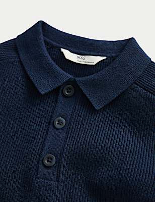 Cotton Blend Polo Jumper (6-16 Yrs)