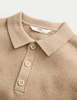 Cotton Blend Polo Jumper (6-16 Yrs)