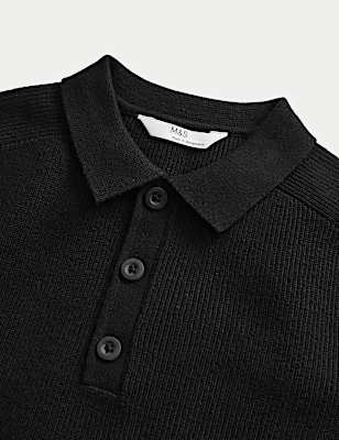 Cotton Blend Polo Jumper (6-16 Yrs)