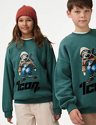 Cotton Rich Icon Skate Print Sweatshirt (6-16 Yrs)