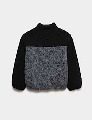 Colour Block Zip Borg Jacket (6-16 Yrs)